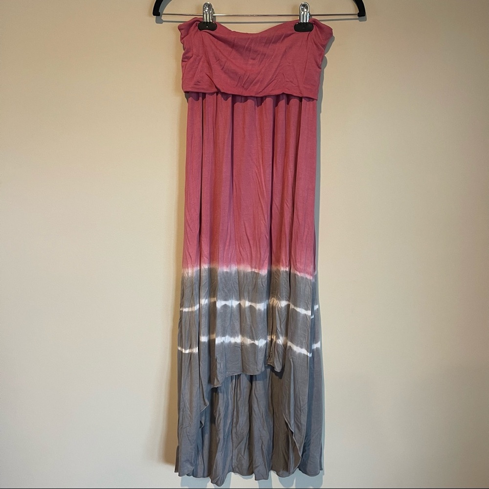 Pink and grey tie dye dress